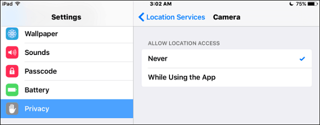 Locatieservices voor iOS-camera's
