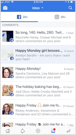 Facebook Creator-app verenigde inbox