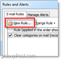 maak een nieuwe regel in Outlook 2010