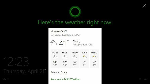 Cortana op vergrendelscherm Windows 10
