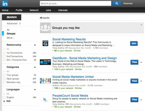 LinkedIn-groep zoeken