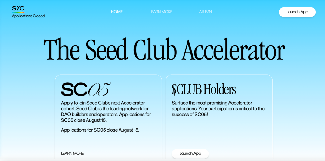 seed-club-dao-accelerator-programma-landingspagina