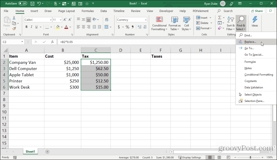 het vervangen van formuletekens in Excel