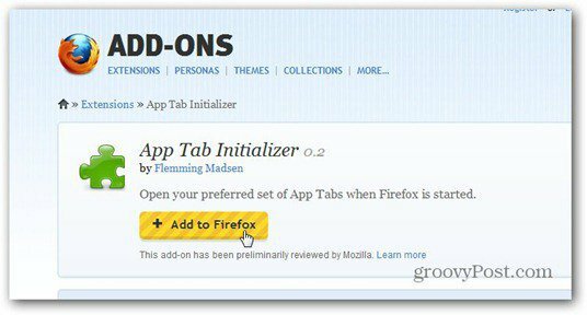 app tab initializer toevoegen aan firefox