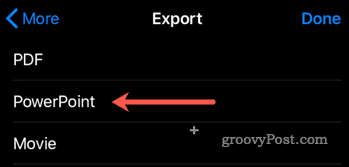 Exporteren van Keynote naar PowerPoint op iOS