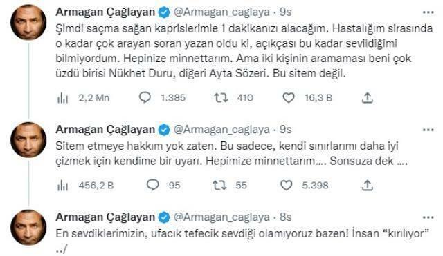 Armağan Çağlayan verweet twee bekende namen