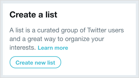 Klik op Nieuwe lijst maken en selecteer vervolgens de gebruikers die u aan uw Twitter-lijst wilt toevoegen.