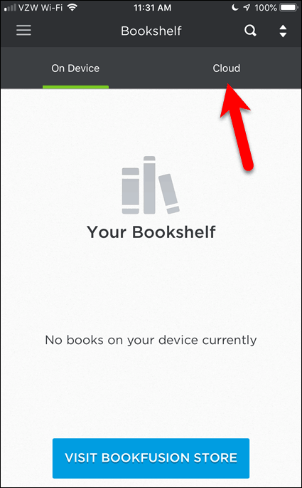 Geen boeken in BookFusion op iOS-apparaat