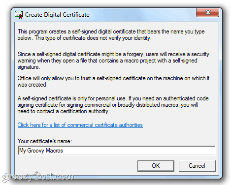 Maak een zelfondertekend digitaal certificaat in Office 2010