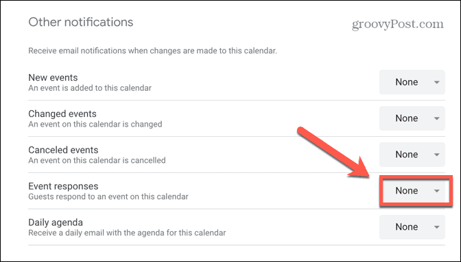 Google Agenda-antwoorden geen optie screenshot