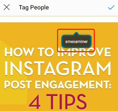 voorbeeld van een Instagram-post-tag nadat deze is toegepast