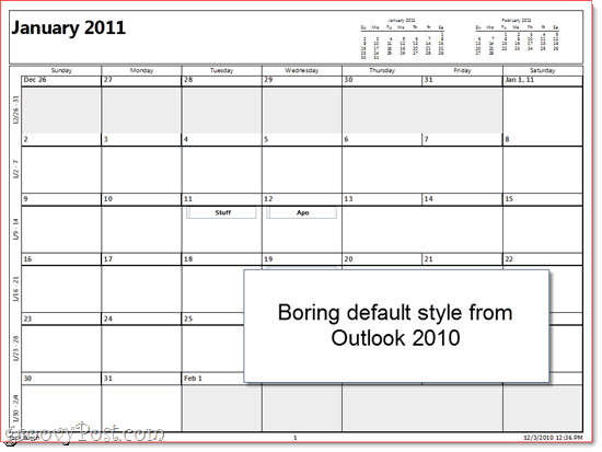 Gedrukte Outlook-kalender