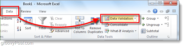 Hoe vervolgkeuzelijsten en gegevensvalidatie toe te voegen aan Excel 2010-spreadsheets