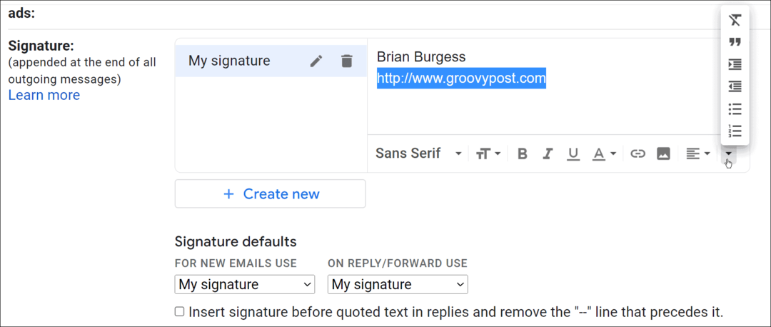 hoe de handtekening op gmail te veranderen