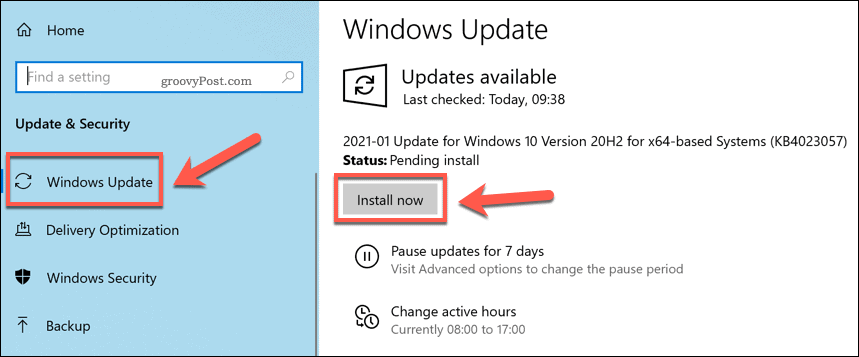 Nieuwe Windows-updates installeren