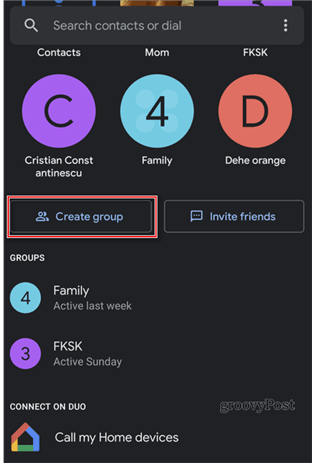 Google Duo-groepscontacten