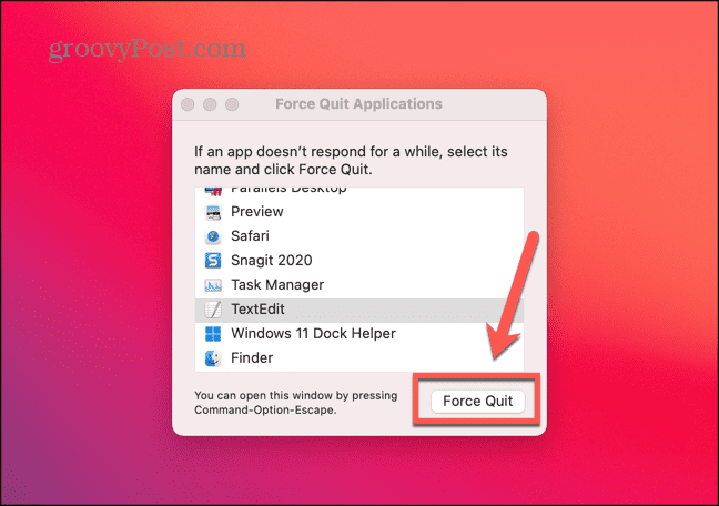 mac force quit-knop