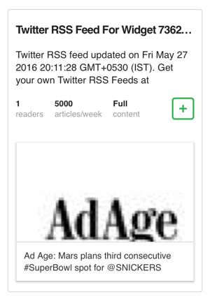 voeg twitter widget RSS-feed toe aan feedly