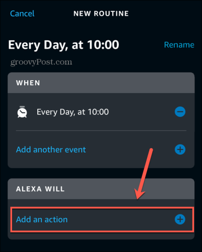Alexa-app actie toevoegen