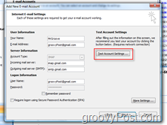 Test GMAIL IMAP Accountinstellingen in Outlook 2007