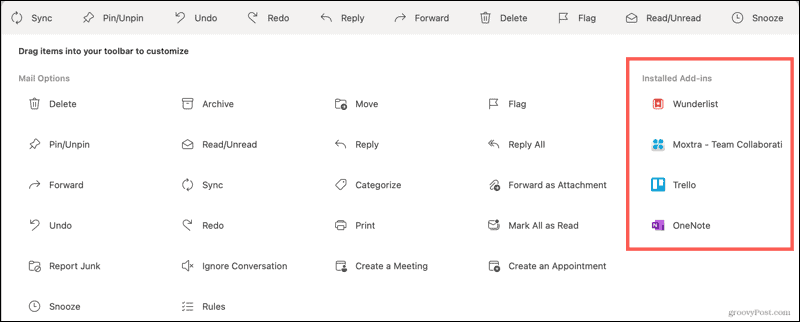 Outlook geïnstalleerde invoegtoepassingen