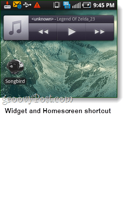 songbird android widget en korte schermafbeelding