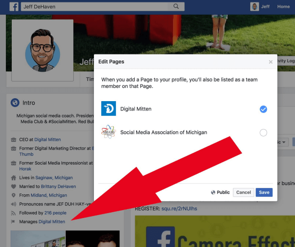 Facebook-paginabeheerders kunnen nu de pagina's die ze beheren koppelen aan hun persoonlijke profiel.