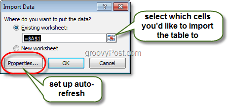 Importeer een data tool in Excel 2010