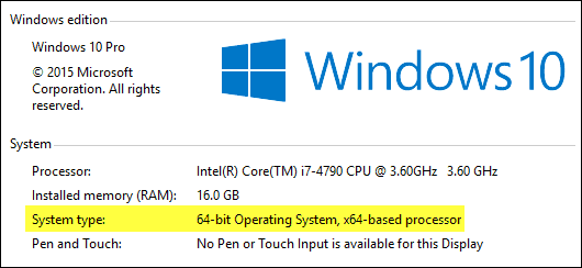 Systeemtype Windows 10
