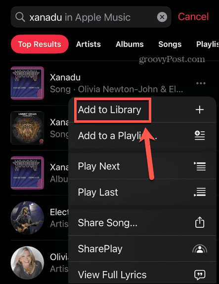 Apple Music toevoegen aan bibliotheek