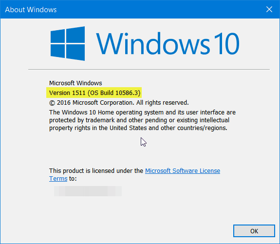 Windows 10 versie 1511