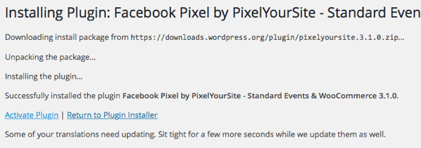 Installeer en activeer de PixelYourSite-plug-in.