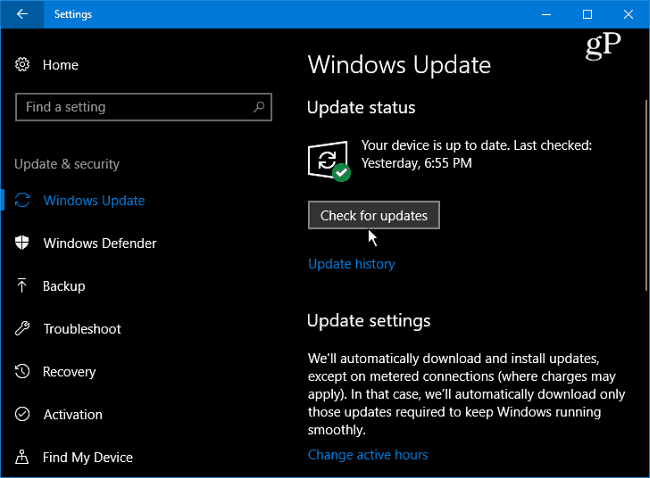 1 Windows 10 Controleer op updates