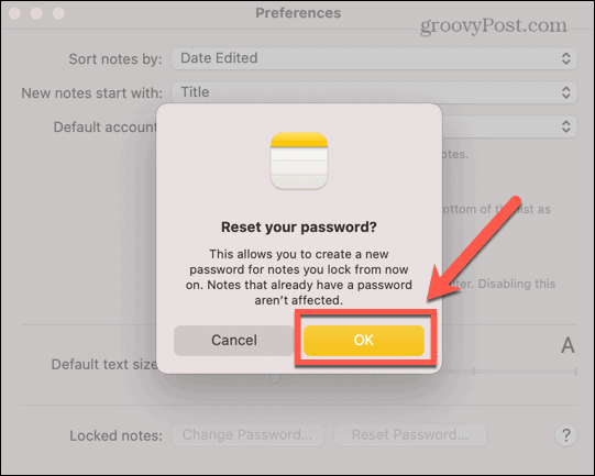 bevestig wachtwoord opnieuw instellen mac