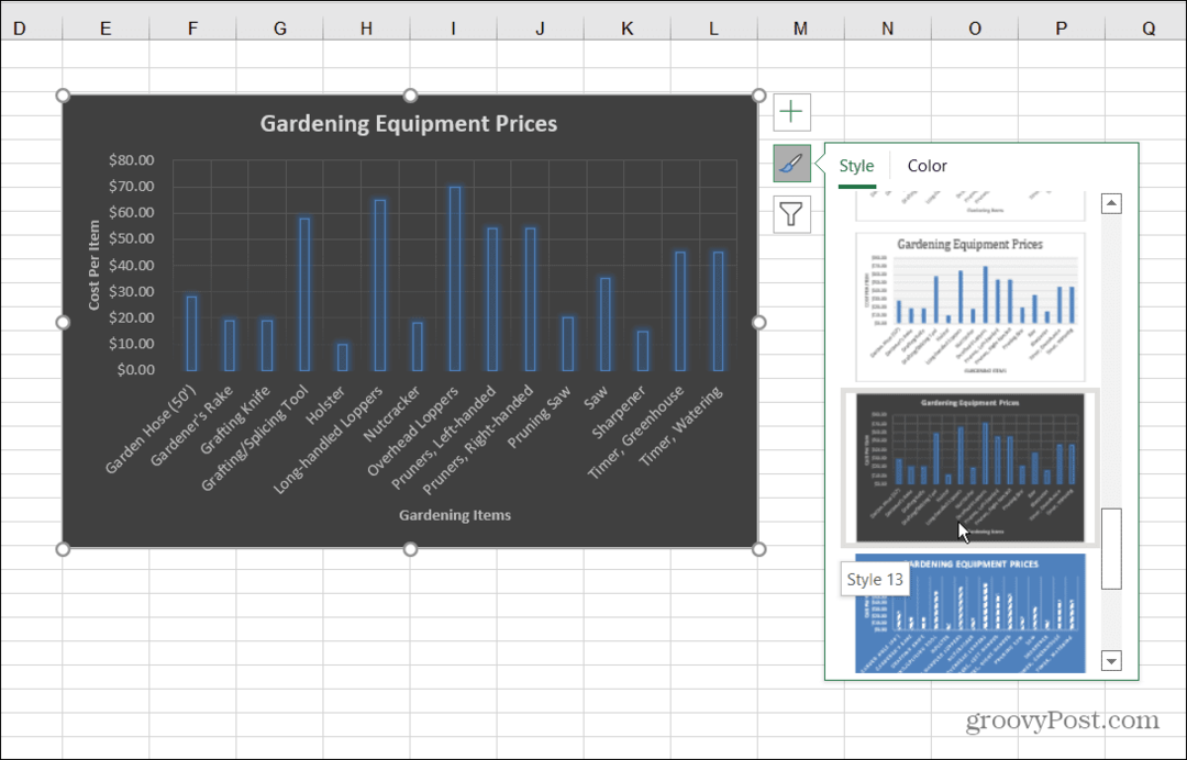 Staafdiagramstijlen Excel