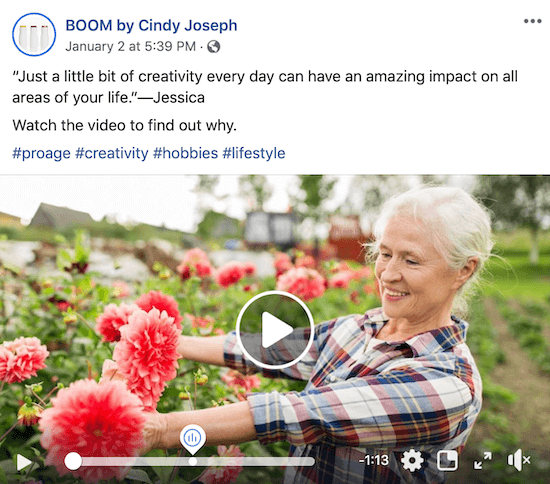 Facebook-videopost voor BOOM! door Cindy Joseph