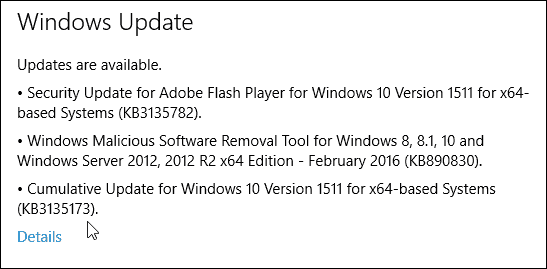 Cumulatieve update voor Windows 10 KB3135173 Build 10586.104 Nu beschikbaar