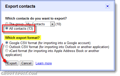 exporteer google apps gmail contacten type