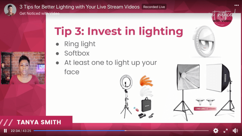 screenshot van tips voor videoverlichting om uw live stream-uitzendingen te verbeteren