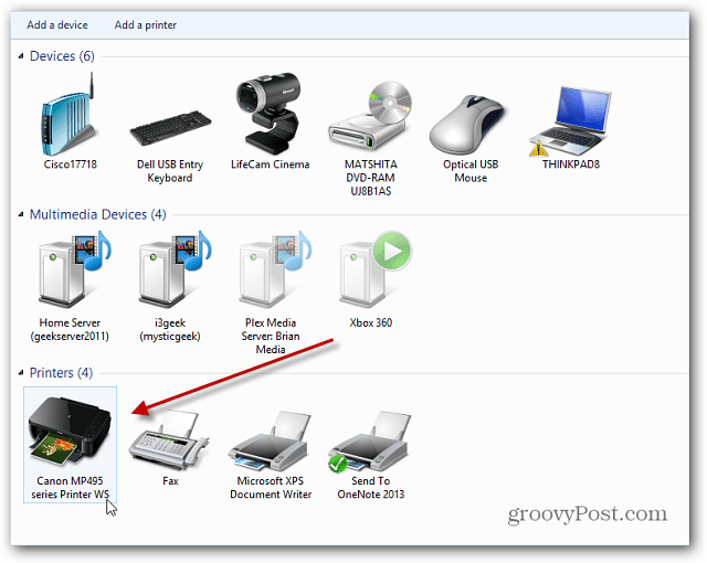 Printers op desktop