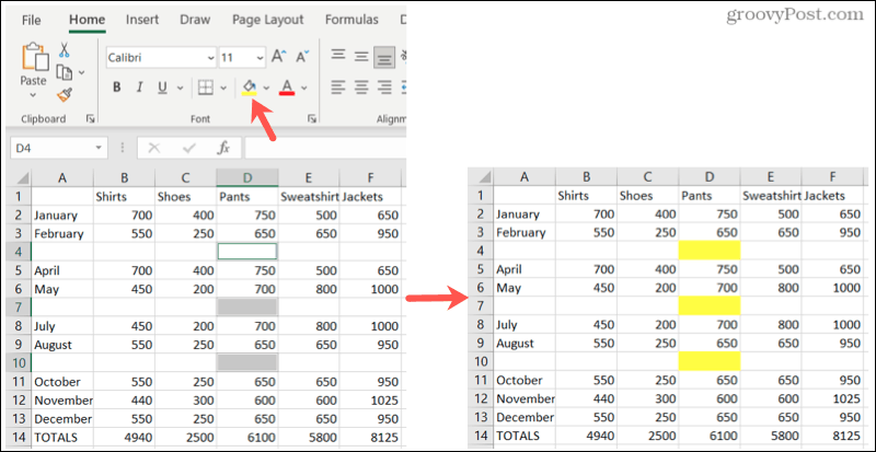 Markeer lege plekken in Excel