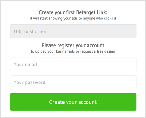 Maak een account aan bij RetargetLinks.