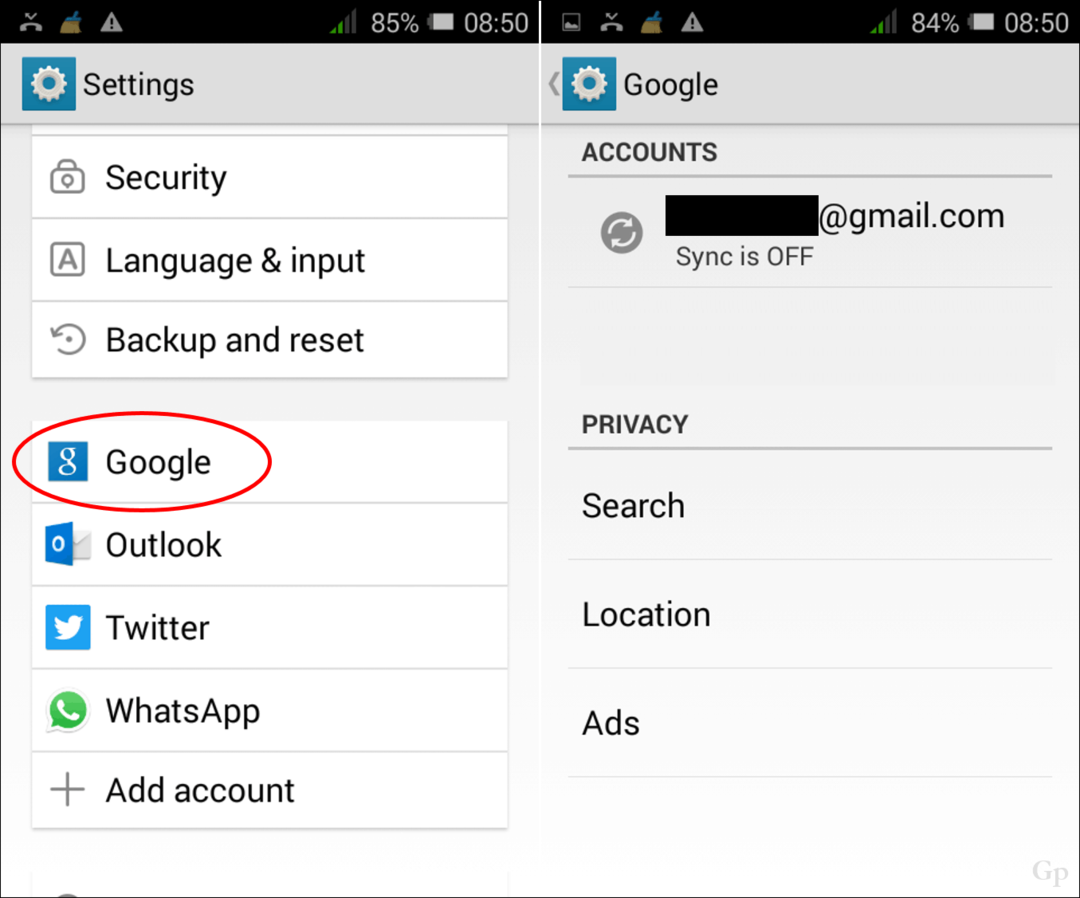 Verwijder of wijzig Google-accounts op een Android-apparaat