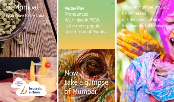 facebook mobiele canvasadvertentie van brussels airlines mumbai