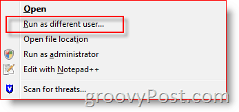 Voeg Run As Different User toe aan het contextmenu van Windows Verkenner voor Vista en Server 2008:: groovyPost.com