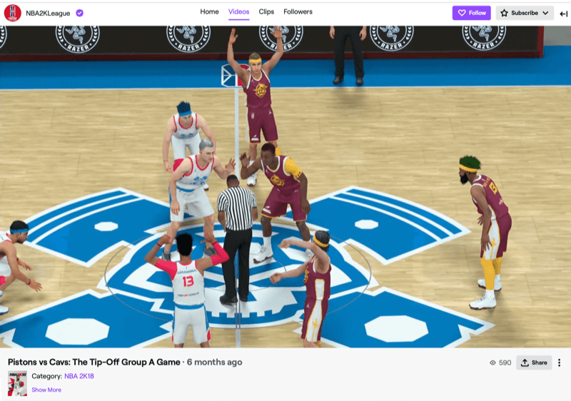 NBA2k-competitiewedstrijd op Twitch
