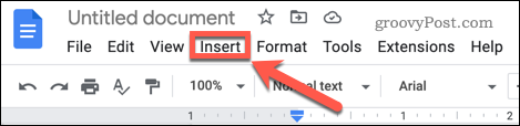 menu invoegen google docs