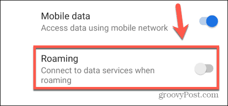 Android roaming-tuimelschakelaar