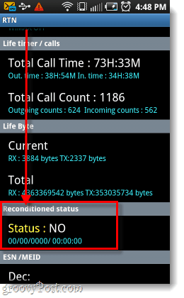 Android-telefoon herstelde status rtn
