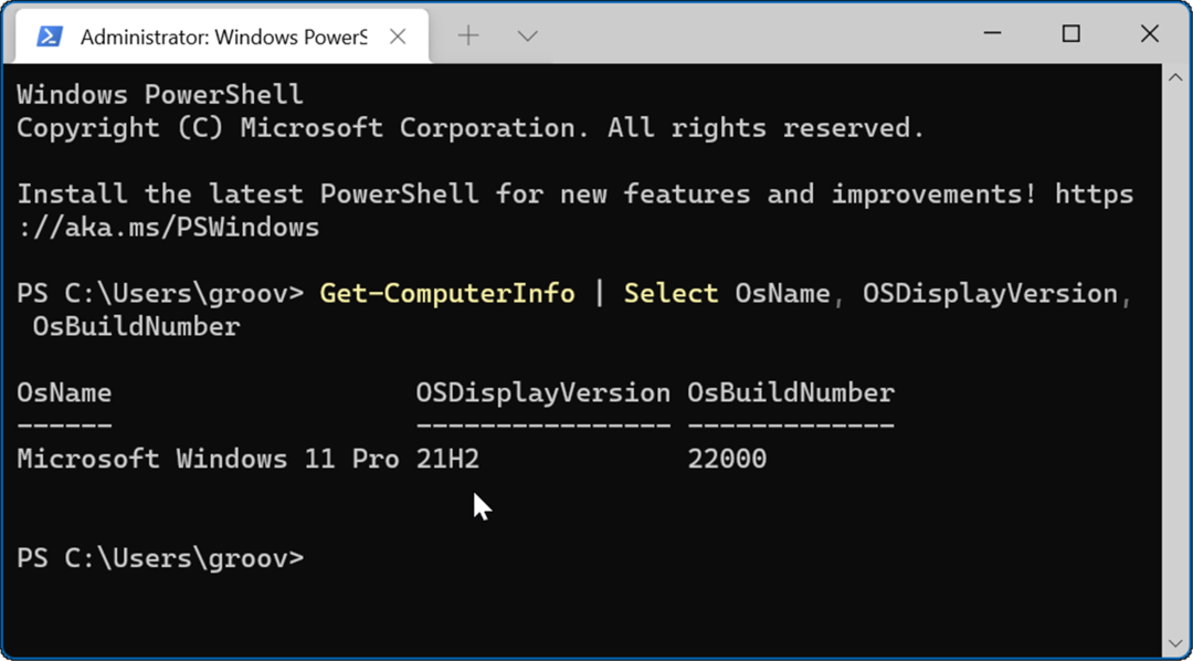 PowerShell Command Windows 11-versie